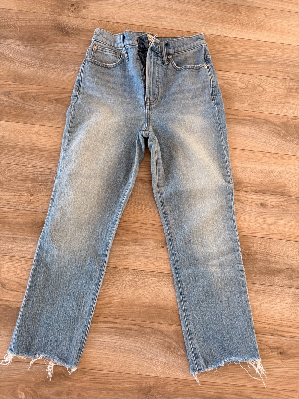 Madewell The Perfect Vintage Full Length Jeans High Rise Raw Hem Size 26 Light